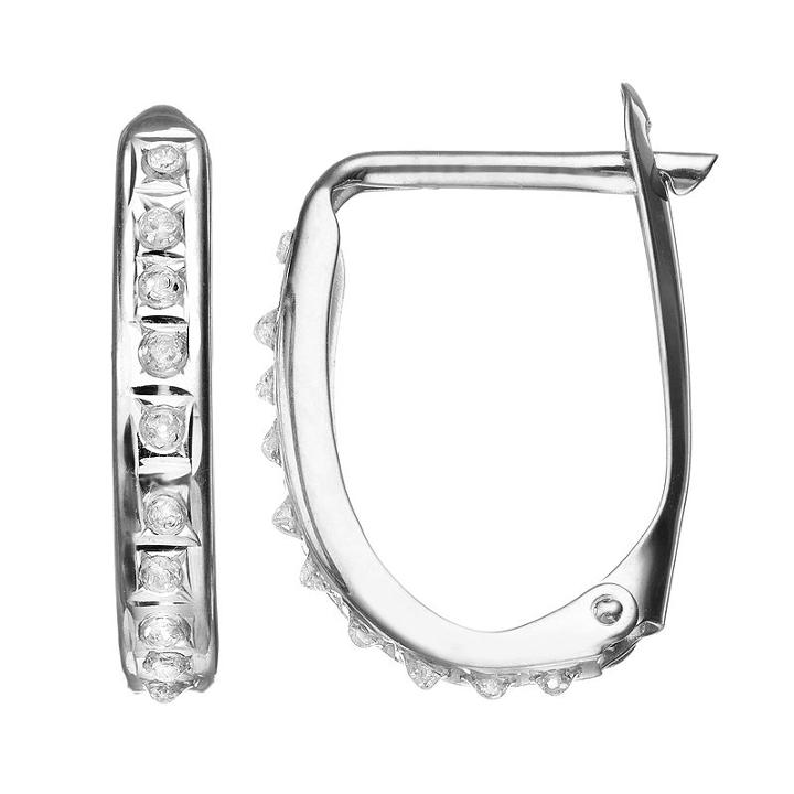 Diamond Fascination 10k Gold U-hoop Earrings, Women's, White