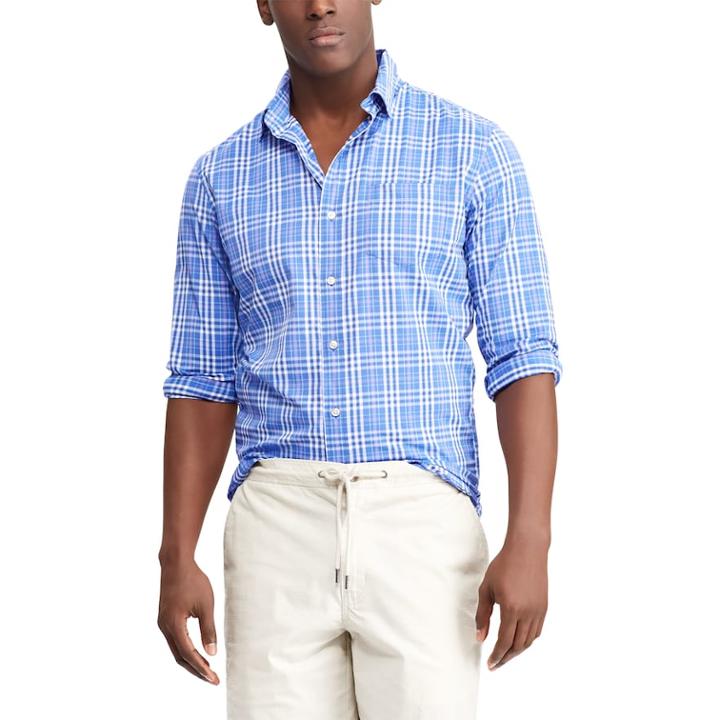 Men's Chaps Classic-fit Moisture-wicking Woven Button-down Shirt, Size: Xl, Blue