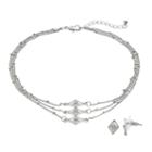 Rhombus Multi Strand Necklace & Stud Earring Set, Women's, Silver