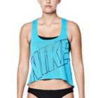 Women's Nike Performance Logo Swim Crop Top Cover-up, Size: Large, Brt Blue
