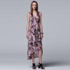 Women's Simply Vera Vera Wang Pleated High-low Maxi Dress, Size: Large, Med Grey