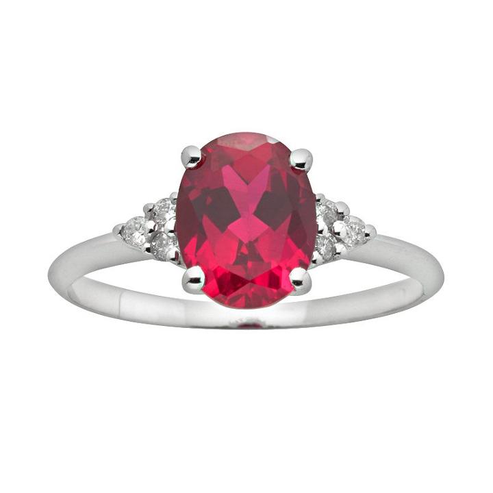10k White Gold Lab-created Ruby And Diamond Accent Ring, Women's, Size: 5, Red