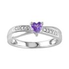 Sterling Silver Amethyst And Diamond Accent Crisscross Heart Ring, Women's, Size: 6, Purple