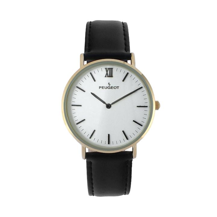Peugeot Men's Leather Watch - 2050wt, Size: Large, Black