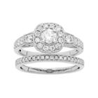 14k White Gold 1 Carat T.w. Igl Certified Diamond Halo Engagement Ring Set, Women's, Size: 9.50