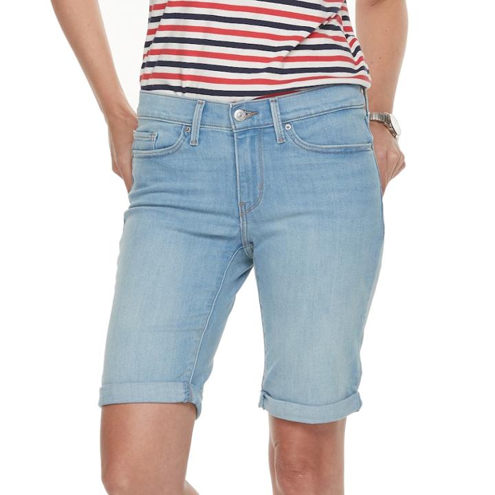 Women's Levi's&reg; Cuffed Bermuda Shorts, Size: 31(us 12)m, Med Blue