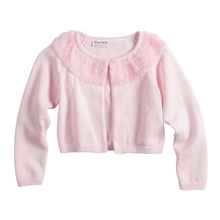 Girls 4-6x Blueberi Boulevard Rosette Collar Cardigan, Size: 5, Pink