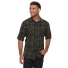 Men's Rock & Republic Plaid Woven Button-down Shirt, Size: Xl, Dark Green