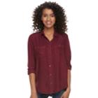 Juniors' Mudd Solid Utility Shirt, Teens, Size: Medium, Dark Pink