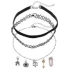 Mudd&reg; Sagittarius, Eiffel Tower & Compass Interchangeable Charm Necklace Set, Women's, Black