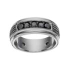 1/2 Carat T.w. Black Diamond Sterling Silver Textured Ring - Men, Size: 10