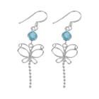 Sterling Silver Cubic Zirconia Butterfly Drop Earrings, Women's, Blue