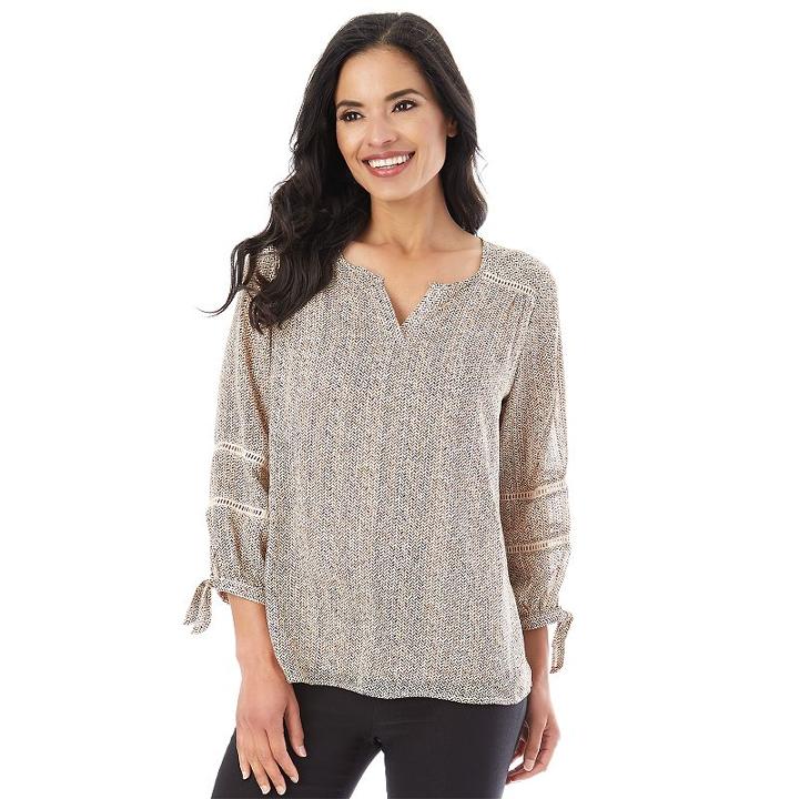 Women's Apt. 9 Tie Sleeve Top, Size: Medium, Ovrfl Oth