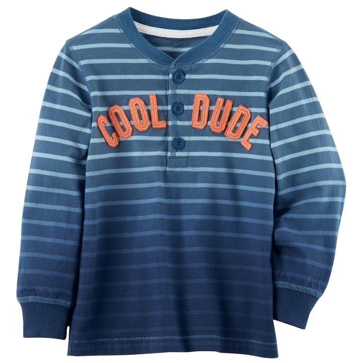 Boys 4-7 Carter's Striped Henley Tee, Size: 6, Blue