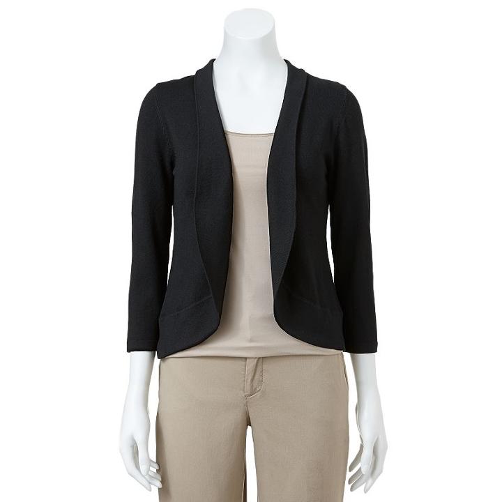 Women's Dana Buchman Solid Open-front Shrug, Size: Small, Black