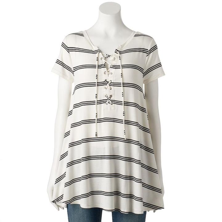 Women's Olivia Sky Lace Up Swing Tunic, Size: Small, White Oth