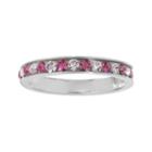 Sterling Silver Pink And White Crystal Ring, Women's, Size: 8, Multicolor