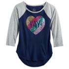 Girls 7-16 & Plus Size So&reg; High-low Shine Baseball Tee, Size: 16 1/2, Blue