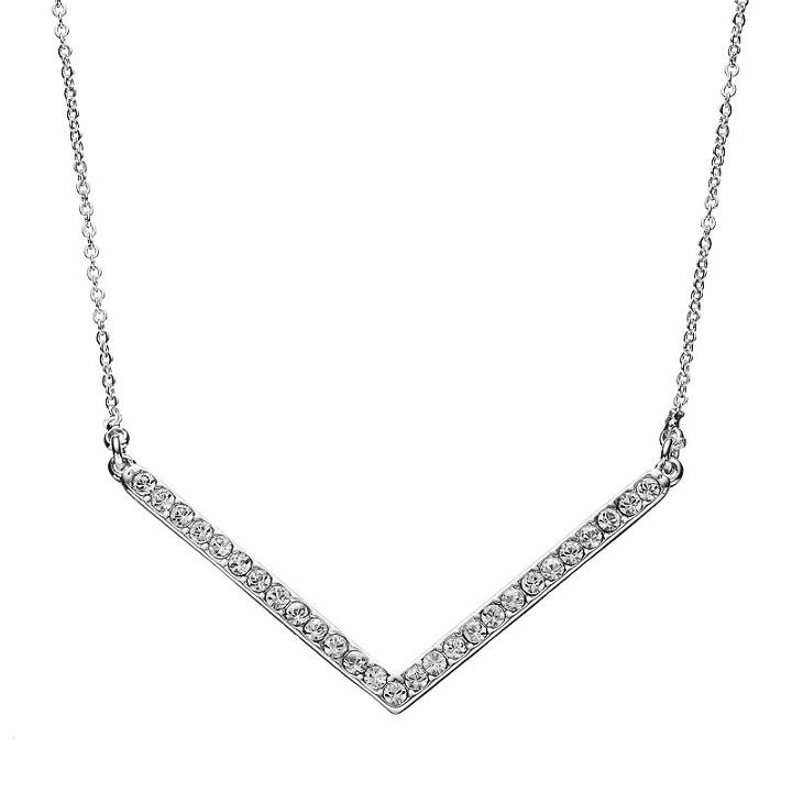 Crystal Collection Crystal Silver-plated Chevron Necklace, Women's, Grey