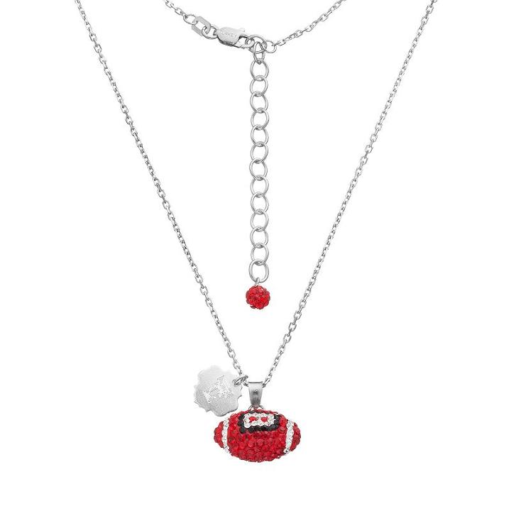 Texas Tech Red Raiders Sterling Silver Team Logo & Crystal Football Pendant Necklace, Women's, Size: 18