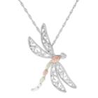 Black Hills Gold Tri-tone Dragonfly Pendant Necklace In Sterling Silver, Women's, Size: 18, Grey