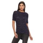 Women's Jennifer Lopez Lurex Boucle Crewneck Sweater, Size: Large, Blue