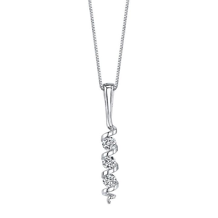 Sirena Collection 14k White Gold 1/3 Carat T.w. Certified Diamond 3-stone Swirl Pendant Necklace, Women's, Size: 18