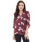 Juniors' Iz Byer California Roll-tab Shirt, Teens, Size: Xs, Bordeaux Floral