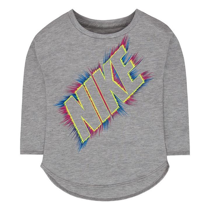 Girls 4-6x Nike Block Burst Long Sleeve Tee, Girl's, Size: 6, Grey Other