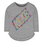 Girls 4-6x Nike Block Burst Long Sleeve Tee, Girl's, Size: 6, Grey Other