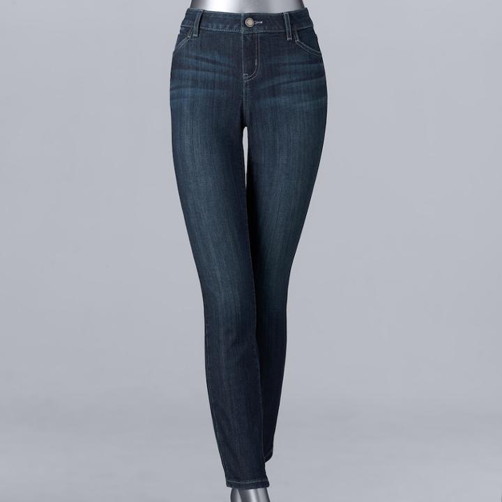 Petite Simply Vera Vera Wang Straight-leg High-waisted Jeans, Women's, Size: 16p-short, Dark Blue