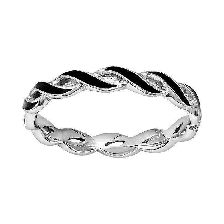 Stacks And Stones Sterling Silver Stack Ring, Women's, Size: 8, Black