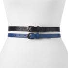Women's Apt. 9&reg; 2-for-1 Scalloped Edge & Textured Belt Set, Size: Large, Black Navy