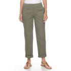 Women's Croft & Barrow&reg; Cuffed Twill Pants, Size: 12, Green