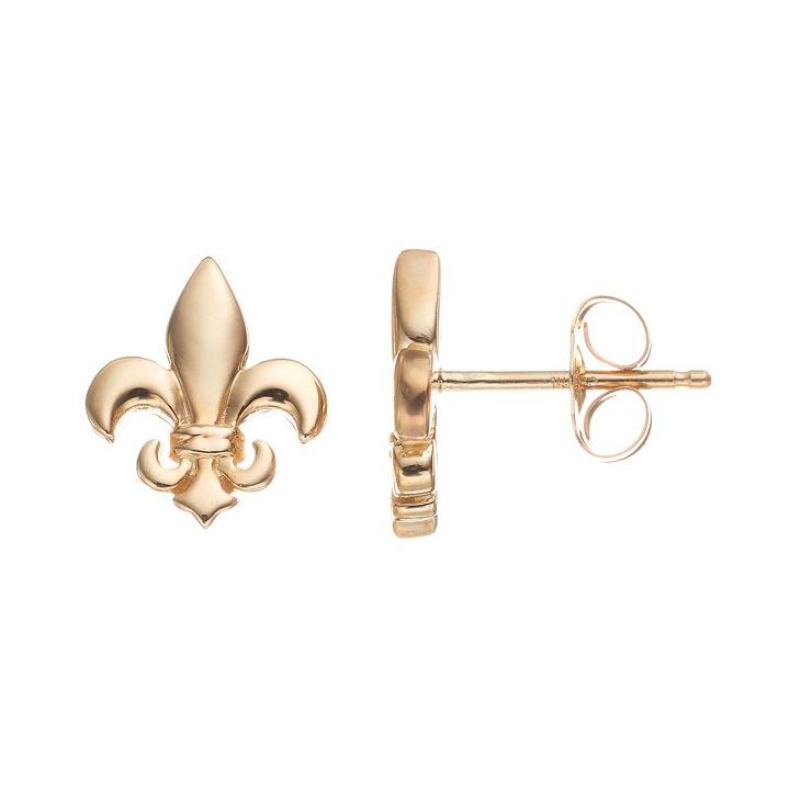 Itsy Bitsy 10k Gold Fleur-de-lis Stud Earrings, Women's