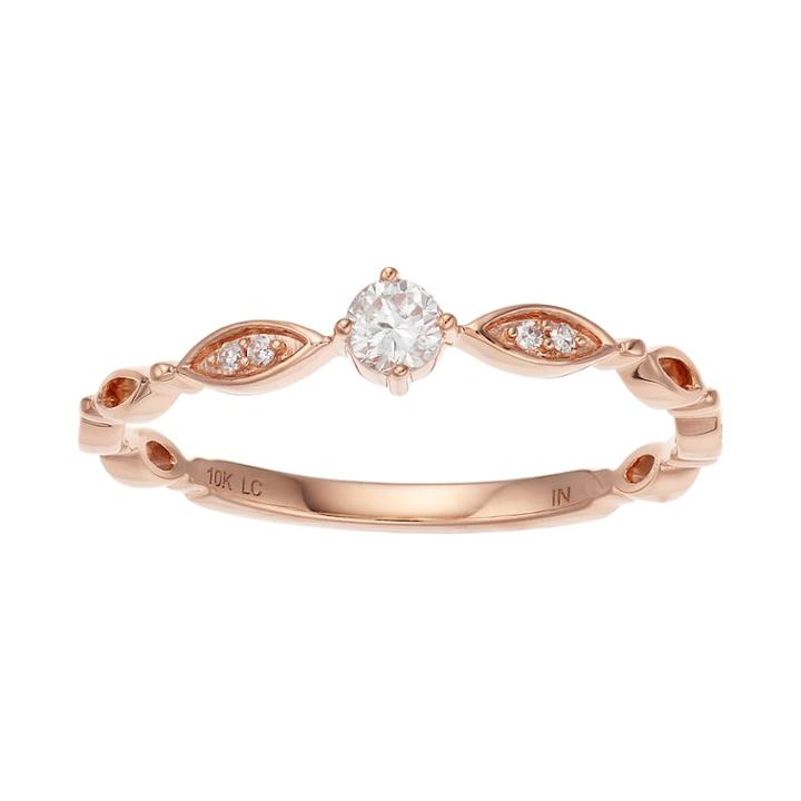 Lc Lauren Conrad 10k Rose Gold 1/8 Carat T.w. Diamond Ring, Women's, White