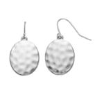 Chaps Hammered Oval Drop Earrings, Women's, Silver