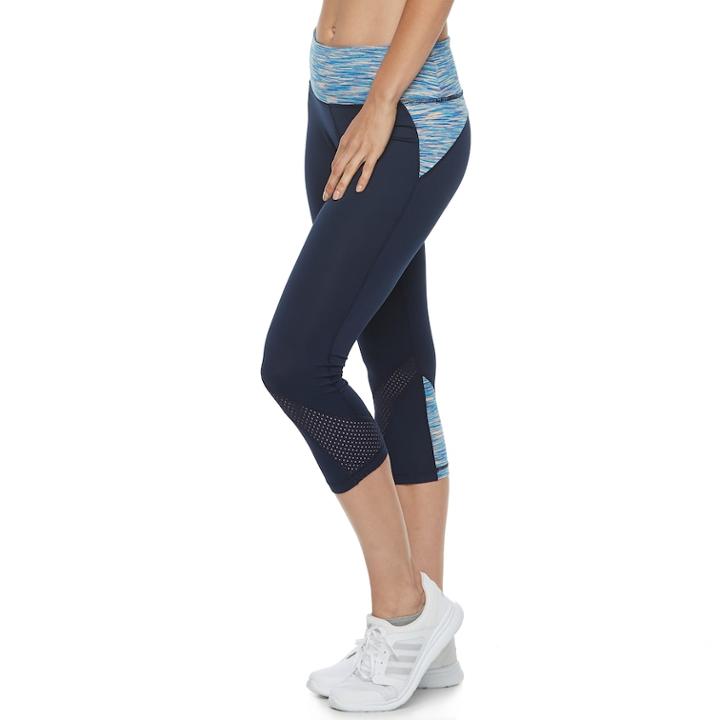 Petite Tek Gear® Tricot Mesh Capri Leggings, Women's, Size: Xl Petite, Blue (navy)