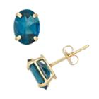 London Blue Topaz 10k Gold Oval Stud Earrings, Women's