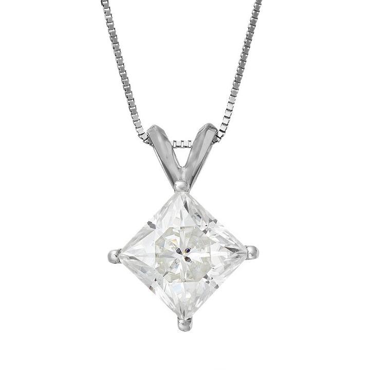 Forever Brilliant 2 1/10 Carat T.w. Lab-created Moissanite 14k White Gold Pendant Necklace, Women's, Size: 18