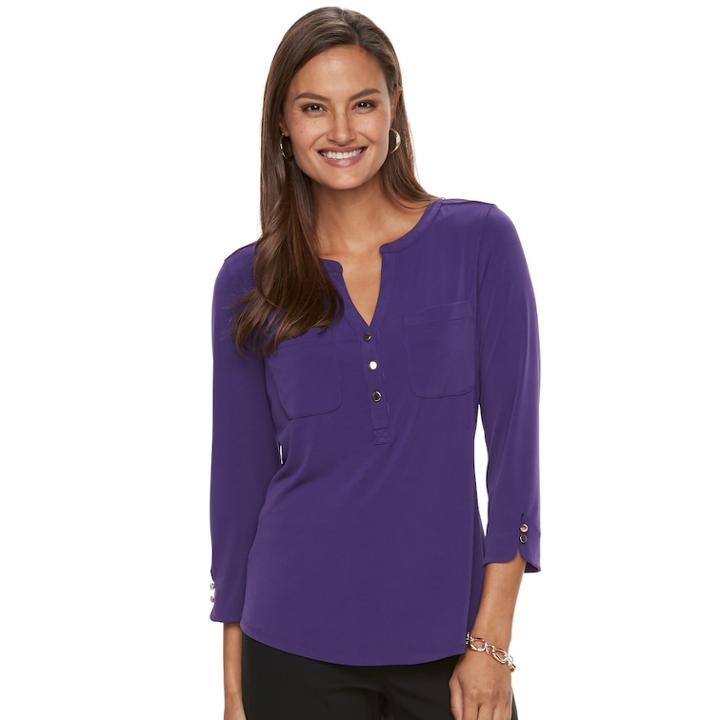 Women's Dana Buchman Tulip Sleeve Top, Size: Small, Purple