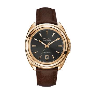 Bulova Men's Accu Swiss Automatic Leather Watch - 64b126, Brown