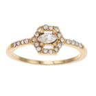 Lc Lauren Conrad Simulated Crystal Hexagon Halo Ring, Women's, Size: 7, Gold