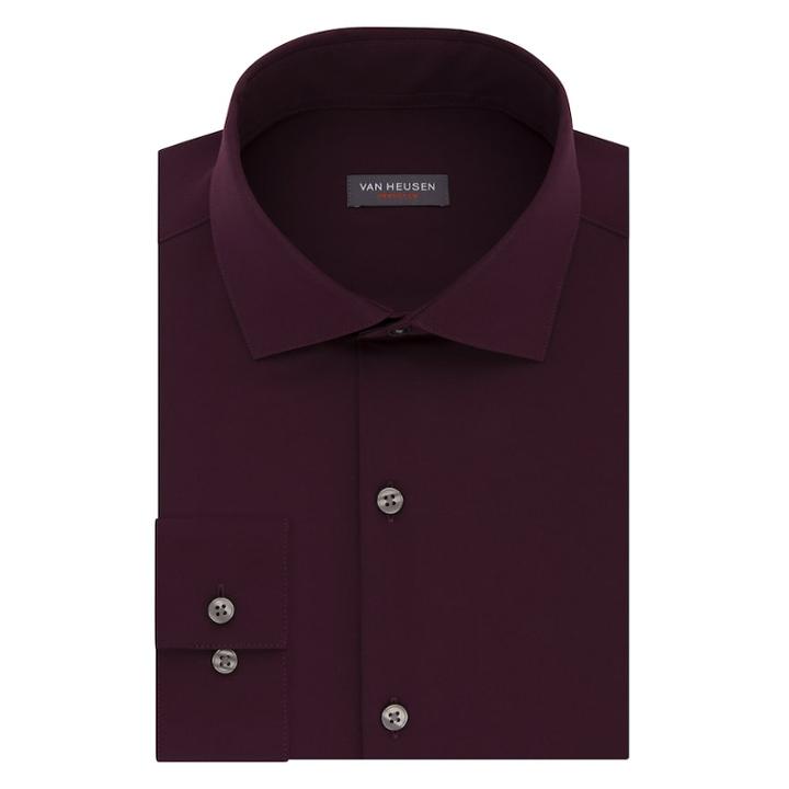 Men's Van Heusen Traveler Slim-fit 4-way Stretch Dress Shirt, Size: L-32/33, Dark Red
