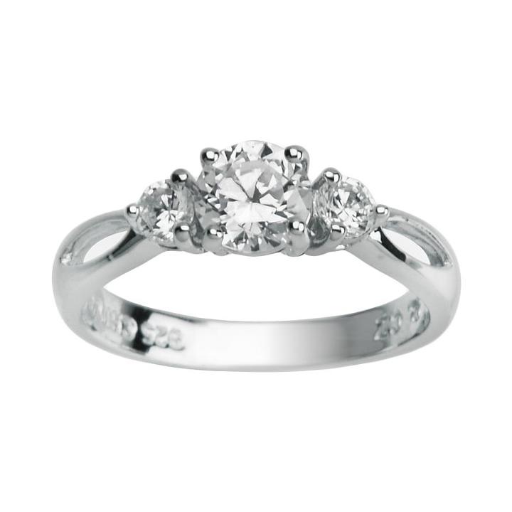 Sterling Silver Cubic Zirconia 3-stone Ring, Women's, Size: 9, White
