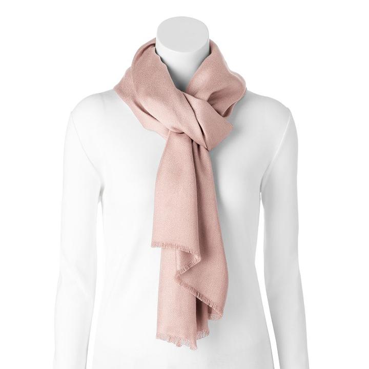 Lc Lauren Conrad Solid Fringed Pashmina Oversized Scarf, Women's, Brt Pink