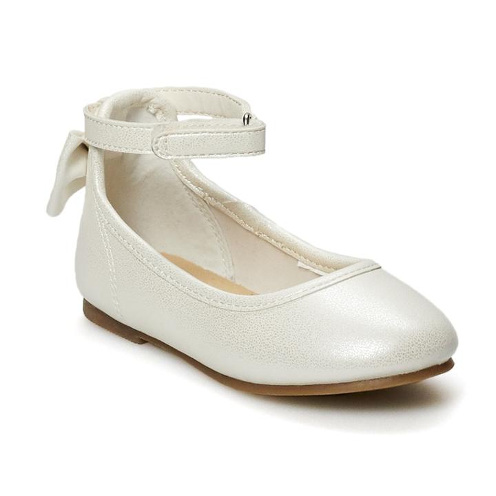 Carter's Toddler Girls' Ankle Strap Bow Flats, Size: 11, White