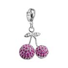 Sterling Silver Lab-created Ruby Cherry Charm, Women's, Red