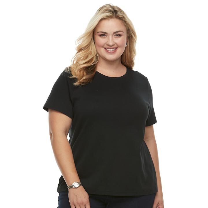 Plus Size Croft & Barrow&reg; Essential Crewneck Tee, Women's, Size: 0x, Black