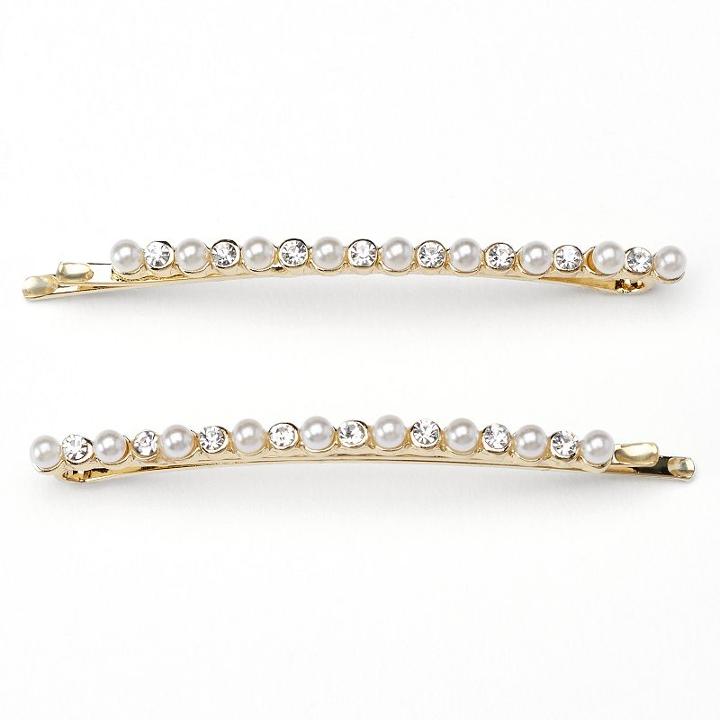 Lc Lauren Conrad Simulated Pearl Bobby Pin Set, Women's, White Oth